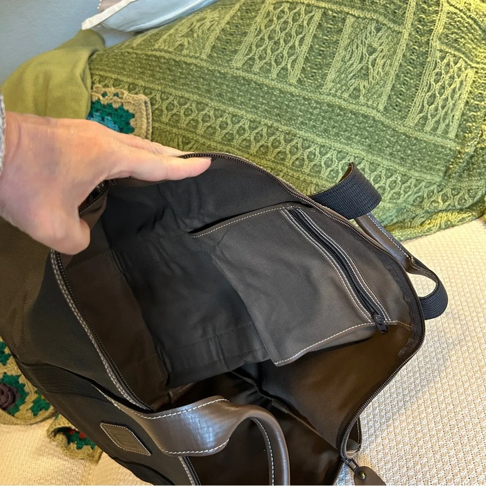 DUNHILL Men’s Brown and Black Travel Weekender Quiet Luxury Duffel Bag
